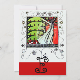 MAGIC OF THE  SPRING ,bright red black white green Invitation