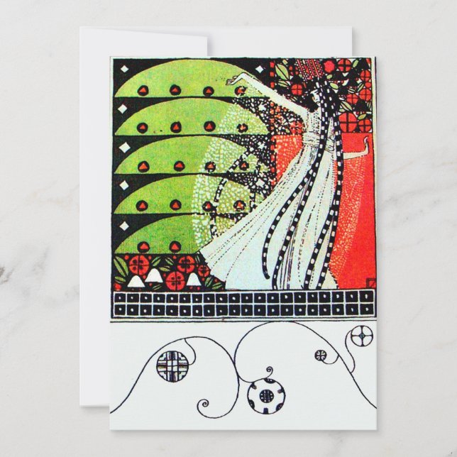 MAGIC OF THE  SPRING ,bright red black white green Invitation (Front)