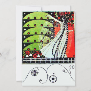 MAGIC OF THE  SPRING ,bright red black white green Invitation