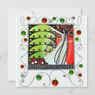 MAGIC OF THE SPRING bright red black white green Invitation