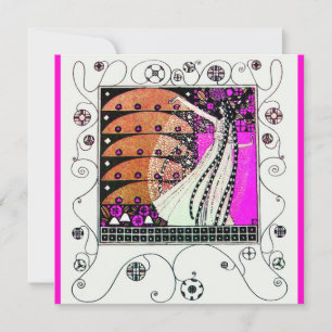 MAGIC OF THE SPRING bright violet white brown Invitation