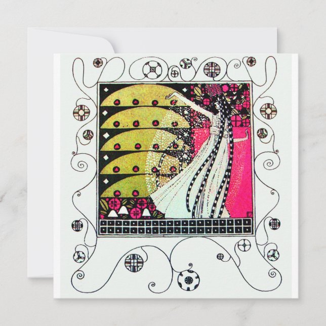 MAGIC OF THE SPRING, Fuchsia,Green Yellow,Black Invitation (Front)