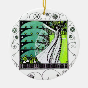 MAGIC OF THE SPRING  green Ceramic Tree Decoration