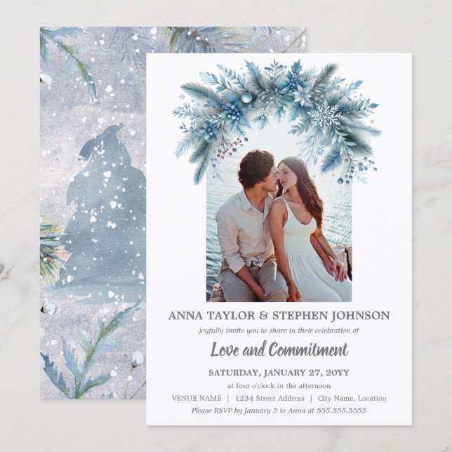 Magic of Winter Photo Commitment Ceremony Invitation (Front/Back)