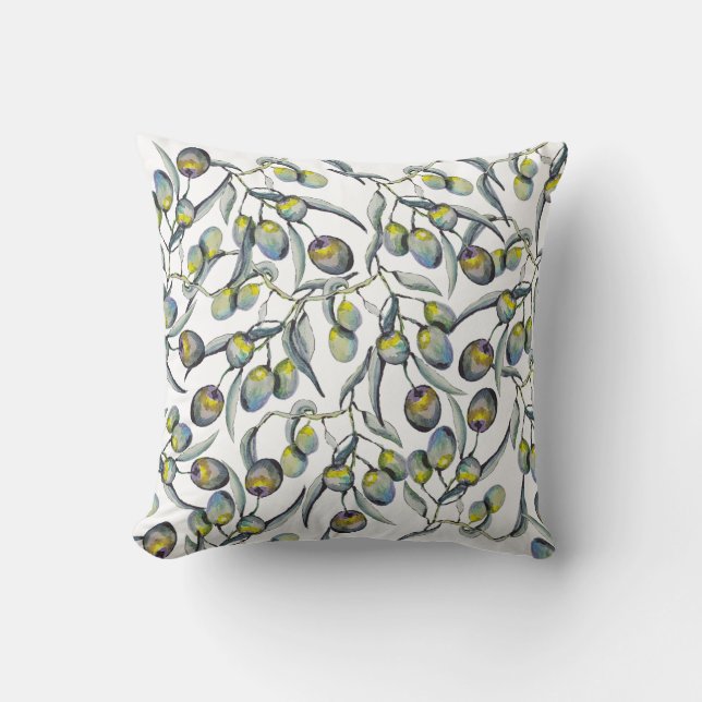 Magic Olive Watercolor Hand-painted Cushion (Front)