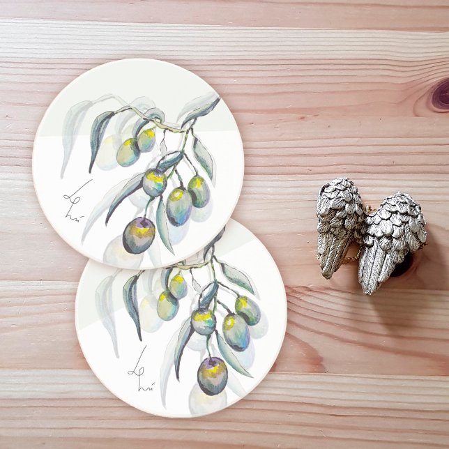 Magic Olives Watercolor Hand-painted Coaster (Creator Uploaded)