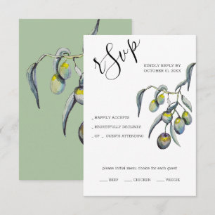 Magic Olives Watercolor Hand-painted RSVP Card