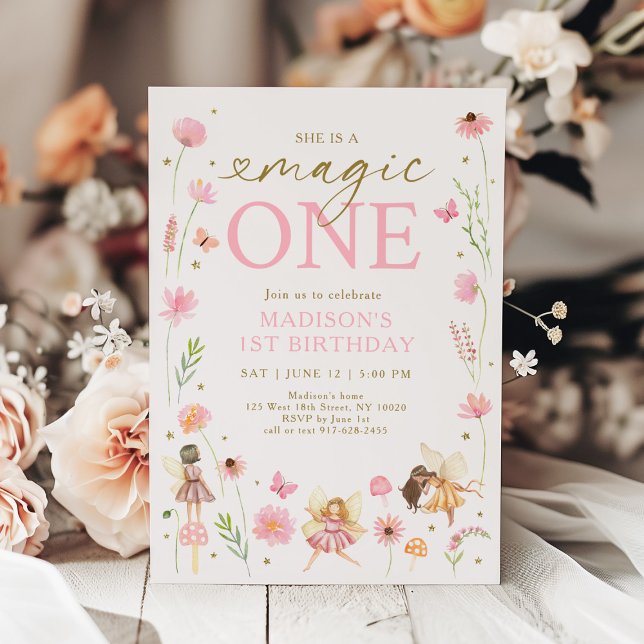 Magic One Floral Fairy Garden Birthday Invitation (Creator Uploaded)
