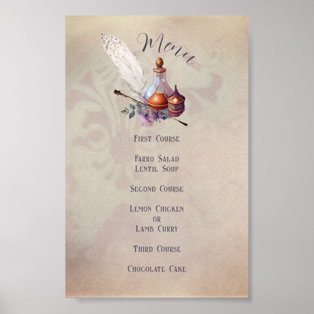 Magic Owl Baby Shower Menu Poster (Front)