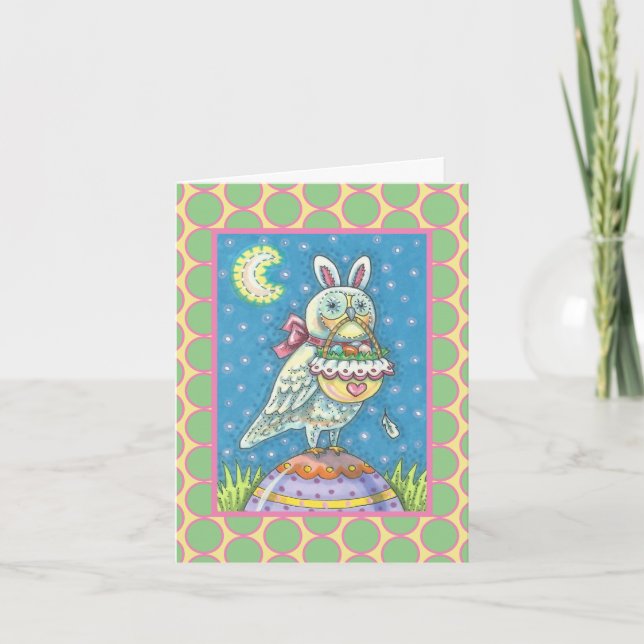 MAGIC OWL & EASTER BASKET GREETING NOTE CARD Verse (Front)