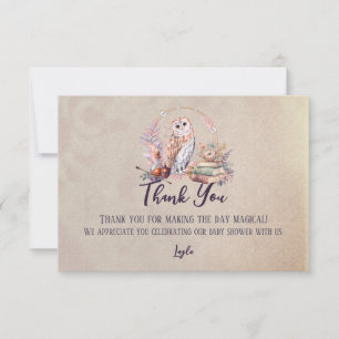 Magic Owl Girl Wizard Baby Shower Thank You Card
