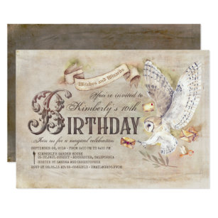 Magic Owl Wizard Birthday Invitations
