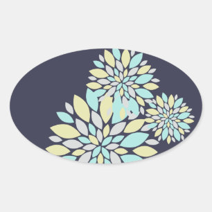 Magic Pastel Colour Flower Petals Oval Sticker