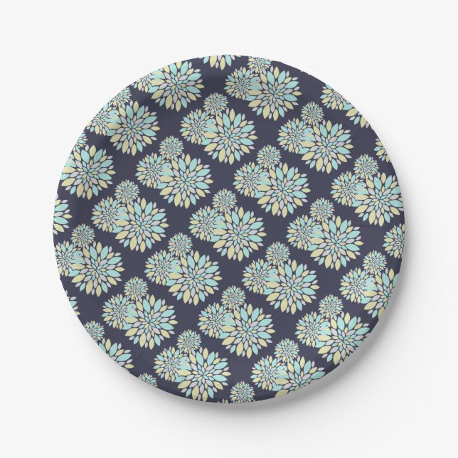 Magic Pastel Colour Flower Petals Paper Plate (Front)