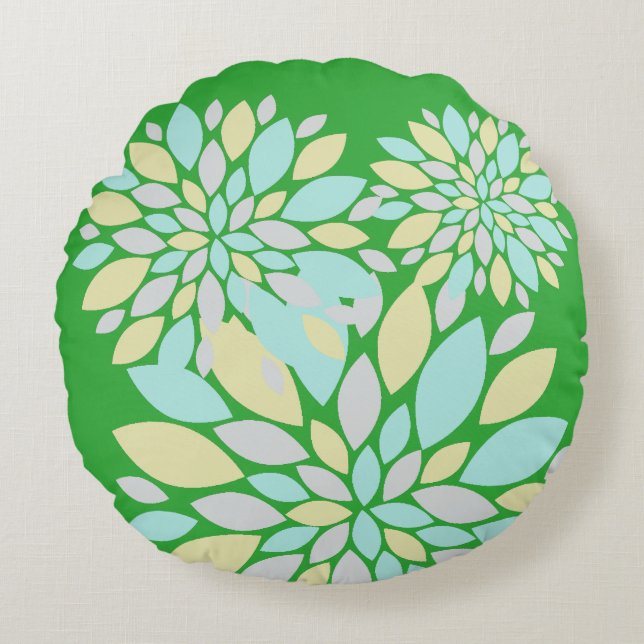 Magic Pastel Colour Flower Petals Round Cushion (Front)