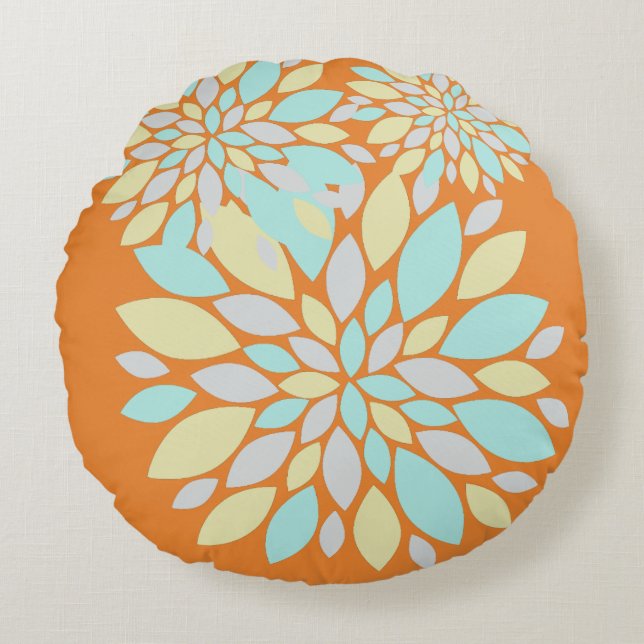 Magic Pastel Colour Flower Petals Round Cushion (Front)