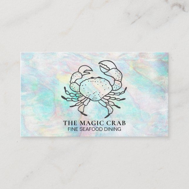 *~* Magic Pastel Crab Fine Dining by The Sea Business Card (Front)