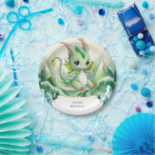 Magic Pastel Dragon Birthday Paper Plate