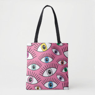Magic pattern with colorful eyes. Mystic backgroun Tote Bag