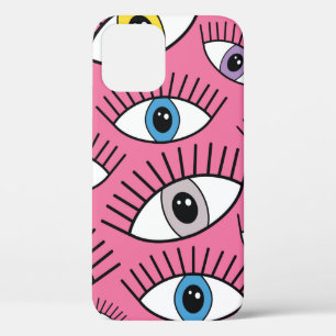 Magic pattern with colourful eyes. Mystic backgrou iPhone 12 Case