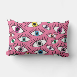 Magic pattern with colourful eyes. Mystic backgrou Lumbar Cushion