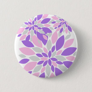 Magic Petals Purple Flowers 6 Cm Round Badge