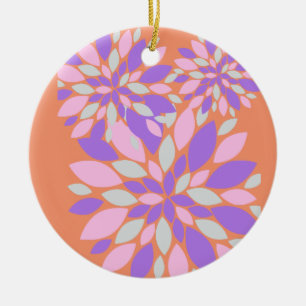 Magic Petals Purple Flowers Ceramic Ornament