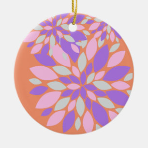 Magic Petals Purple Flowers Ceramic Ornament