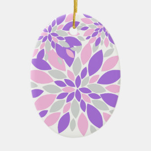 Magic Petals Purple Flowers Ceramic Ornament