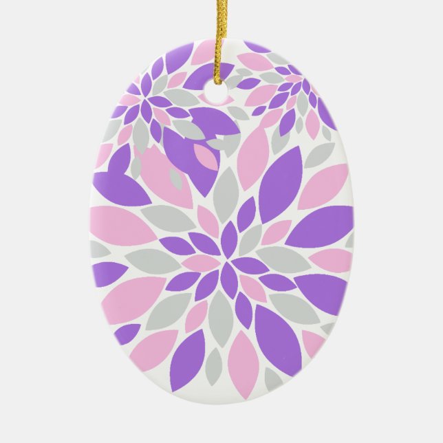 Magic Petals Purple Flowers Ceramic Ornament (Front)