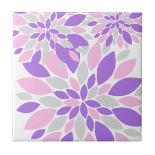Magic Petals Purple Flowers Ceramic Tile