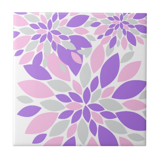 Magic Petals Purple Flowers Ceramic Tile (Front)
