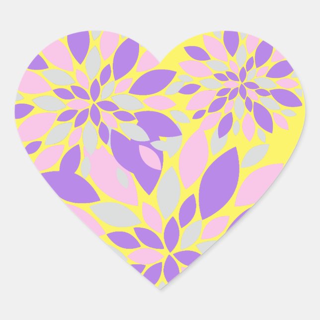 Magic Petals Purple Flowers Heart Sticker (Front)