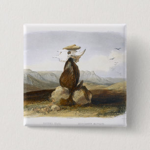 Magic Pile Erected by the Assiniboin Indians, plat 15 Cm Square Badge
