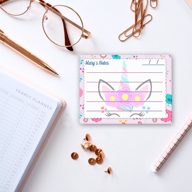 Magic Pink unicorn cute background 4" x 3" Post-it Notes (Creator Uploaded)