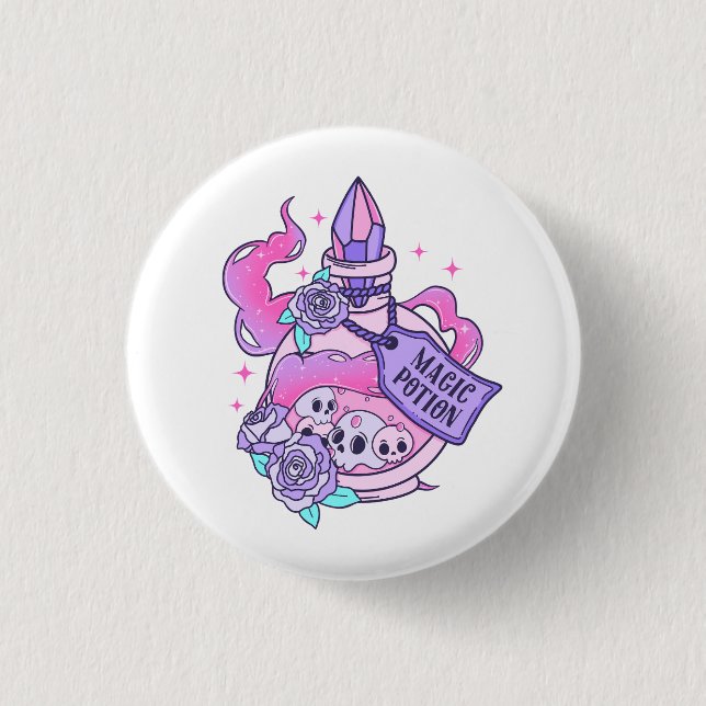 Magic Potion Cute Pink Halloween Potion Bottle 3 Cm Round Badge (Front)