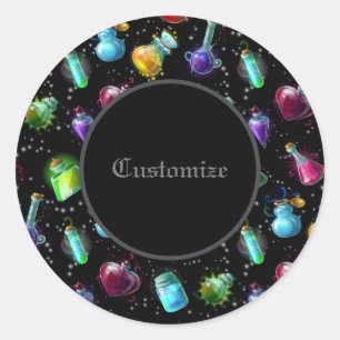 Magic Potions Pattern Classic Round Sticker