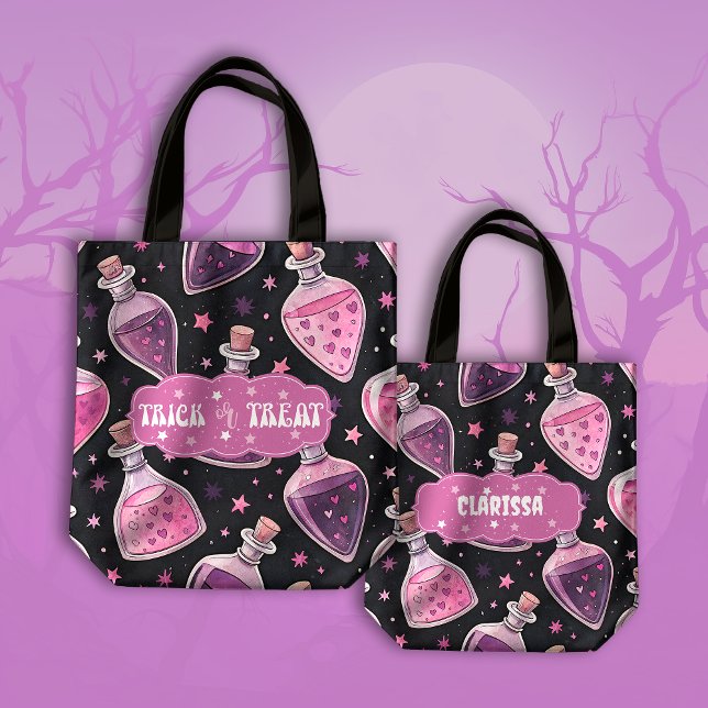 Magic Potions Pink and Purple Trick or Treat Tote Bag (Creator Uploaded)