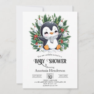Magic Pretty Penguin Baby Shower Invitation