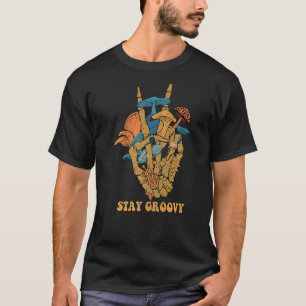 Magic Psilocybin Mushrooms Skull Peace Sign Hand S T-Shirt