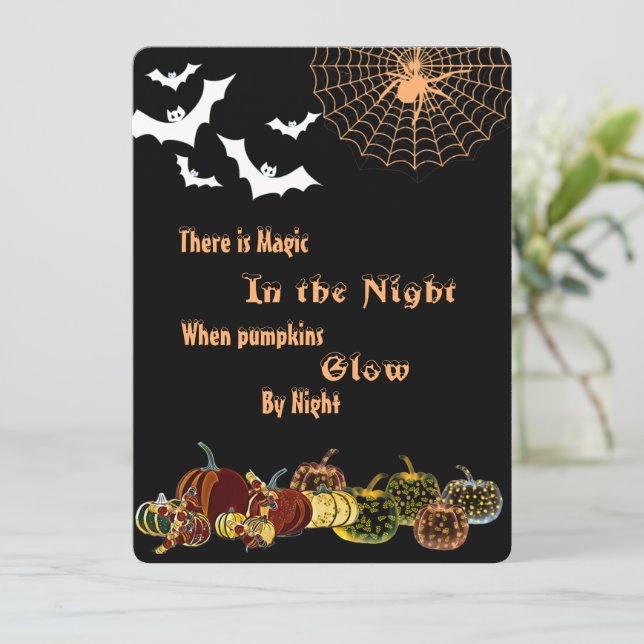  Magic Pumpkins Glow By Night Halloween Ghosts Fun Holiday Card (Standing Front)