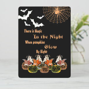 Magic Pumpkins Glow By Night Halloween Ghosts Fun Holiday Card