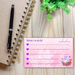 Magic purple & pink unicorn to do list 10" x 6" post-it notes