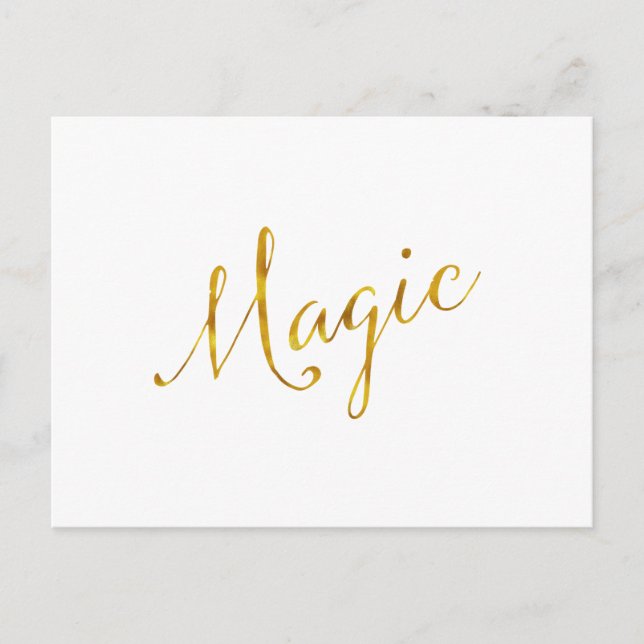 Magic Quote Faux Gold Foil Quotes Humour Sparkly Postcard (Front)
