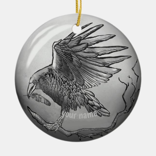 Magic Raven  Ceramic Ornament (Front)