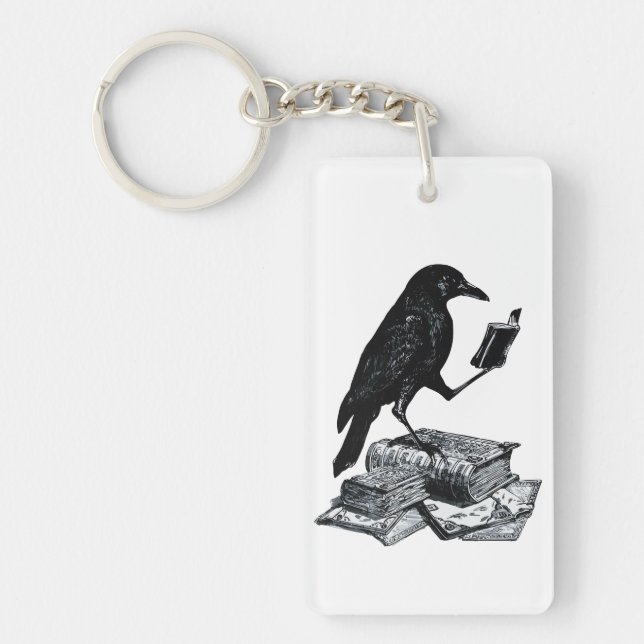 Magic Raven with Academic Books Key Ring (Front)