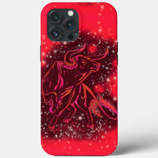Magic Red Neon Bull Running  Amazing Starry Night Case-Mate iPhone Case (Back)