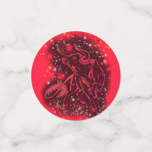 Magic Red Neon Bull Running - Amazing Starry Night Confetti