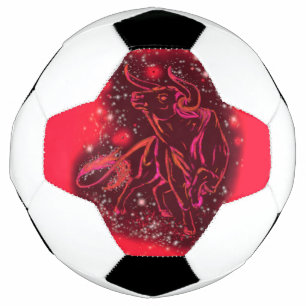 Magic Red Neon Bull Running - Amazing Starry Night Soccer Ball
