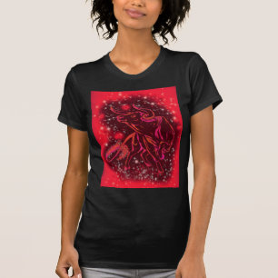 Magic Red Neon Bull Running - Amazing Starry Night T-Shirt